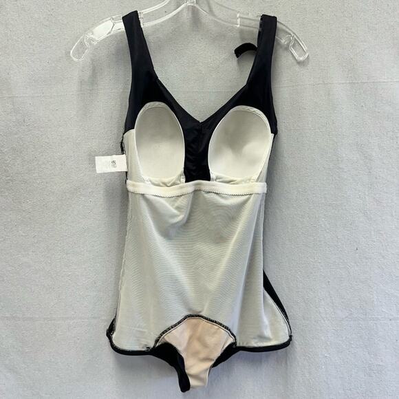 Vintage 70s Maxine of Hollywood black one piece pinup swimsuit dress size 14 - Picture 4 of 15